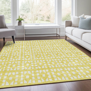 Piper Looms Mayfield Geometric AMF963 Yellow Machine Washable Area Rug Lifestyle Image Feature