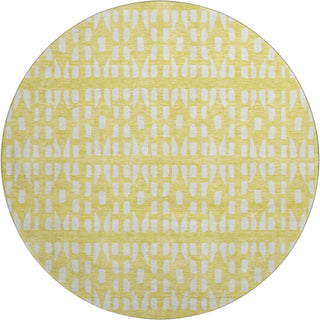 Piper Looms Mayfield Geometric AMF963 Yellow Machine Washable Area Rug Round Main Image