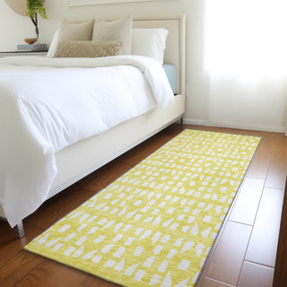 Piper Looms Mayfield Geometric AMF963 Yellow Machine Washable Area Rug Runner Lifestyle Image Feature