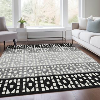 Piper Looms Mayfield Geometric AMF964 Black Machine Washable Area Rug Lifestyle Image Feature