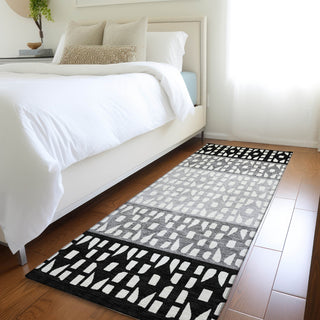 Piper Looms Mayfield Geometric AMF964 Black Machine Washable Area Rug Runner Lifestyle Image Feature