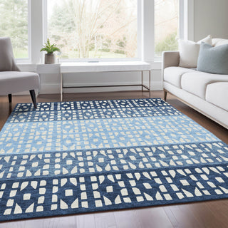Piper Looms Mayfield Geometric AMF964 Blue Machine Washable Area Rug Lifestyle Image Feature