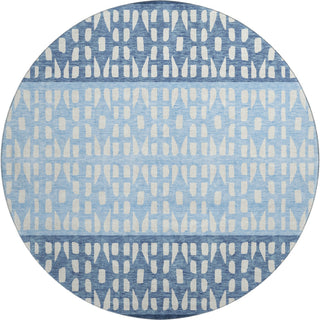 Piper Looms Mayfield Geometric AMF964 Blue Machine Washable Area Rug Round Main Image