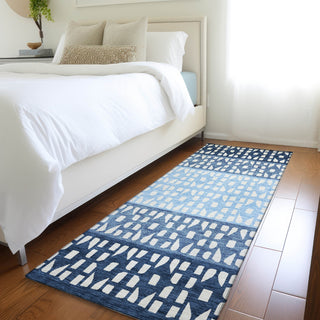 Piper Looms Mayfield Geometric AMF964 Blue Machine Washable Area Rug Runner Lifestyle Image Feature