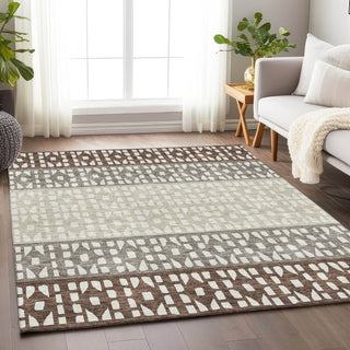 Piper Looms Mayfield Geometric AMF964 Chocolate Machine Washable Area Rug Lifestyle Image Feature