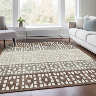 Piper Looms Mayfield Geometric AMF964 Chocolate Machine Washable Area Rug Lifestyle Image Feature