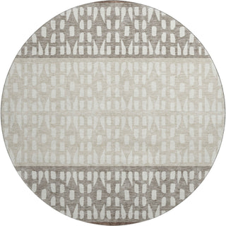 Piper Looms Mayfield Geometric AMF964 Chocolate Machine Washable Area Rug Round Main Image