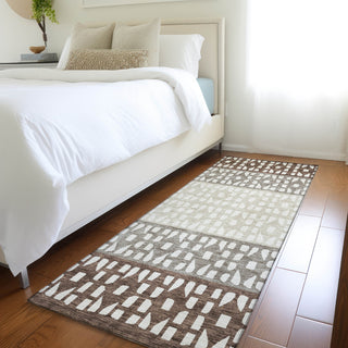 Piper Looms Mayfield Geometric AMF964 Chocolate Machine Washable Area Rug Runner Lifestyle Image Feature