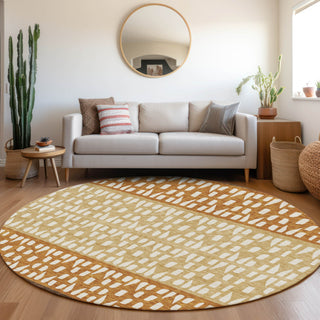 Piper Looms Mayfield Geometric AMF964 Coffee Machine Washable Area Rug Round Lifestyle Image Feature