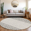 Piper Looms Mayfield Geometric AMF964 Gray Machine Washable Area Rug Round Lifestyle Image Feature