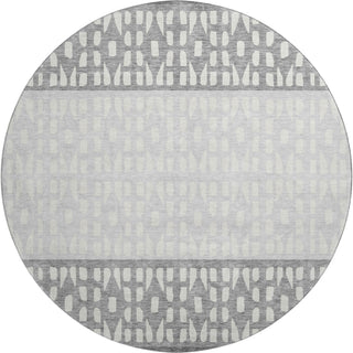 Piper Looms Mayfield Geometric AMF964 Gray Machine Washable Area Rug Round Main Image