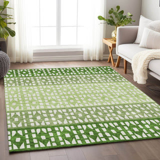Piper Looms Mayfield Geometric AMF964 Green Machine Washable Area Rug Lifestyle Image Feature