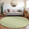 Piper Looms Mayfield Geometric AMF964 Green Machine Washable Area Rug Round Lifestyle Image Feature