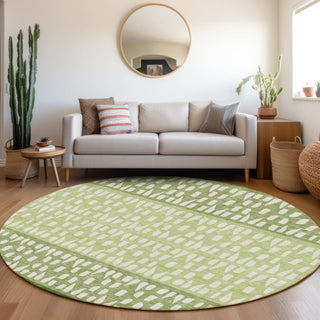 Piper Looms Mayfield Geometric AMF964 Green Machine Washable Area Rug Round Lifestyle Image Feature