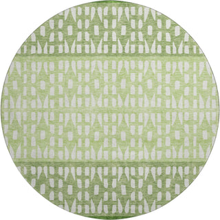 Piper Looms Mayfield Geometric AMF964 Green Machine Washable Area Rug Round Main Image