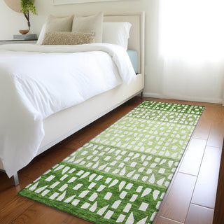 Piper Looms Mayfield Geometric AMF964 Green Machine Washable Area Rug Runner Lifestyle Image Feature