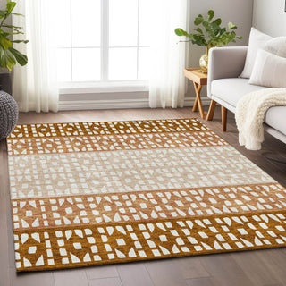 Piper Looms Mayfield Geometric AMF964 Paprika Machine Washable Area Rug Lifestyle Image Feature