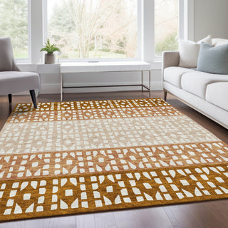 Piper Looms Mayfield Geometric AMF964 Paprika Machine Washable Area Rug Lifestyle Image Feature