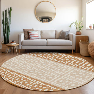 Piper Looms Mayfield Geometric AMF964 Paprika Machine Washable Area Rug Round Lifestyle Image Feature