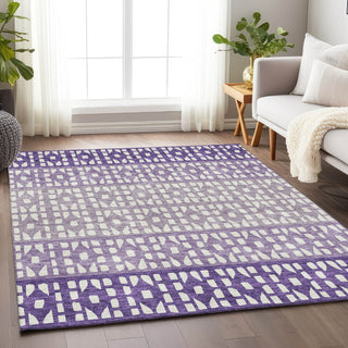 Piper Looms Mayfield Geometric AMF964 Purple Machine Washable Area Rug Lifestyle Image Feature