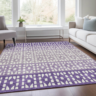 Piper Looms Mayfield Geometric AMF964 Purple Machine Washable Area Rug Lifestyle Image Feature