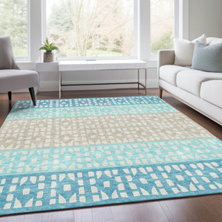 Piper Looms Mayfield Geometric AMF964 Teal Machine Washable Area Rug Lifestyle Image Feature