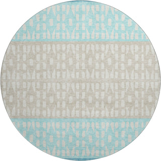 Piper Looms Mayfield Geometric AMF964 Teal Machine Washable Area Rug Round Main Image