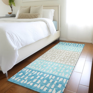 Piper Looms Mayfield Geometric AMF964 Teal Machine Washable Area Rug Runner Lifestyle Image Feature