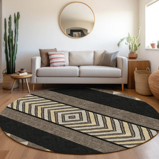 Piper Looms Mayfield Southwest AMF965 Black Machine Washable Area Rug Round Lifestyle Image Feature
