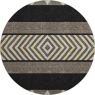 Piper Looms Mayfield Southwest AMF965 Black Machine Washable Area Rug Round Main Image