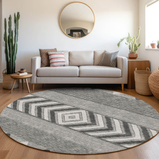 Piper Looms Mayfield Southwest AMF965 Gray Machine Washable Area Rug Round Lifestyle Image Feature