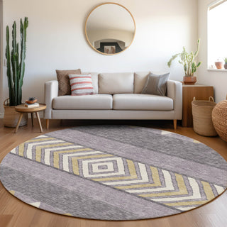 Piper Looms Mayfield Southwest AMF965 Lavender Machine Washable Area Rug Round Lifestyle Image Feature