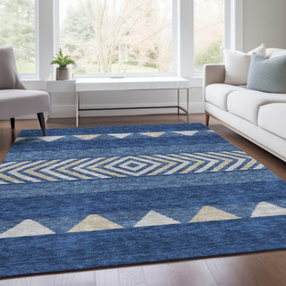 Piper Looms Mayfield Southwest AMF965 Navy Machine Washable Area Rug Lifestyle Image Feature