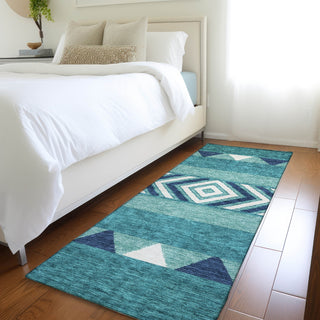 Piper Looms Mayfield Southwest AMF965 Teal Machine Washable Area Rug Runner Lifestyle Image Feature