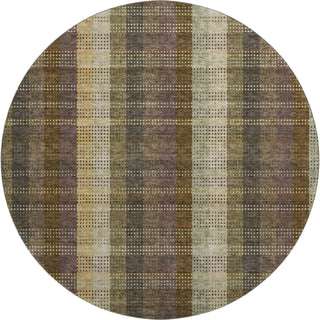 Piper Looms Mayfield Plaid AMF966 Brown Machine Washable Area Rug Round Main Image