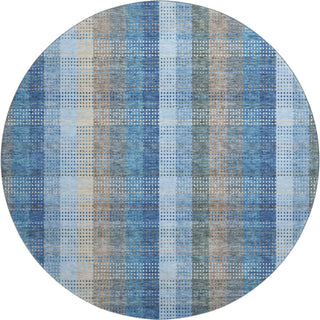 Piper Looms Mayfield Plaid AMF966 Denim Machine Washable Area Rug Round Main Image