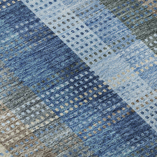 Piper Looms Mayfield Plaid AMF966 Denim Machine Washable Area Rug Swatch Image