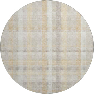 Piper Looms Mayfield Plaid AMF966 Ivory Machine Washable Area Rug Round Main Image