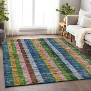 Piper Looms Mayfield Plaid AMF966 Navy Machine Washable Area Rug Lifestyle Image Feature