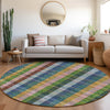 Piper Looms Mayfield Plaid AMF966 Navy Machine Washable Area Rug Round Lifestyle Image Feature
