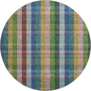 Piper Looms Mayfield Plaid AMF966 Navy Machine Washable Area Rug Round Main Image