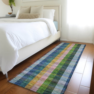 Piper Looms Mayfield Plaid AMF966 Navy Machine Washable Area Rug Runner Lifestyle Image Feature