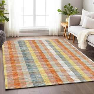 Piper Looms Mayfield Plaid AMF966 Peach Machine Washable Area Rug Lifestyle Image Feature
