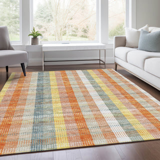 Piper Looms Mayfield Plaid AMF966 Peach Machine Washable Area Rug Lifestyle Image Feature