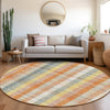 Piper Looms Mayfield Plaid AMF966 Peach Machine Washable Area Rug Round Lifestyle Image Feature