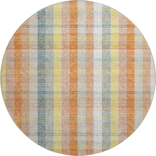 Piper Looms Mayfield Plaid AMF966 Peach Machine Washable Area Rug Round Main Image