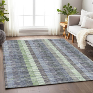 Piper Looms Mayfield Plaid AMF966 Pewter Machine Washable Area Rug Lifestyle Image Feature