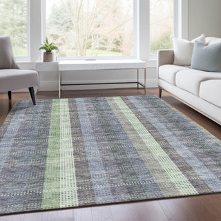 Piper Looms Mayfield Plaid AMF966 Pewter Machine Washable Area Rug Lifestyle Image Feature