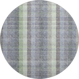 Piper Looms Mayfield Plaid AMF966 Pewter Machine Washable Area Rug Round Main Image