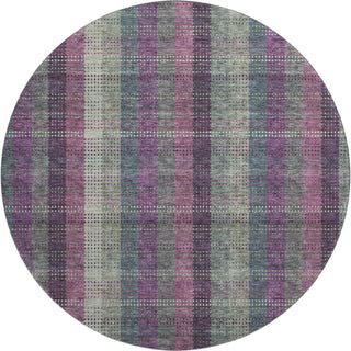 Piper Looms Mayfield Plaid AMF966 Plum Machine Washable Area Rug Round Main Image